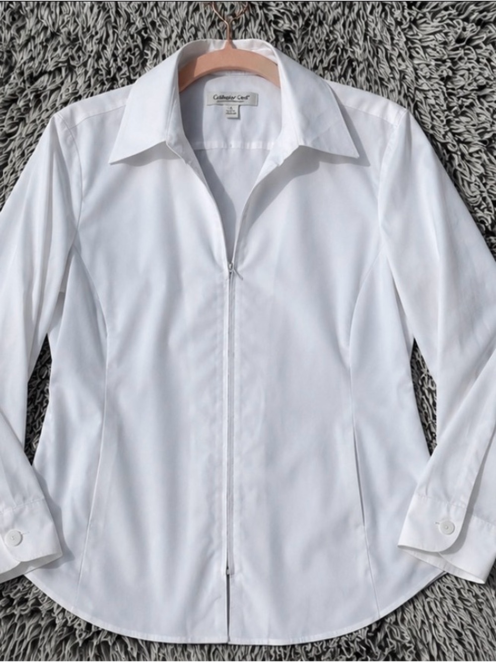 Coldwater Creek White Zipper -Front Women's Shirt